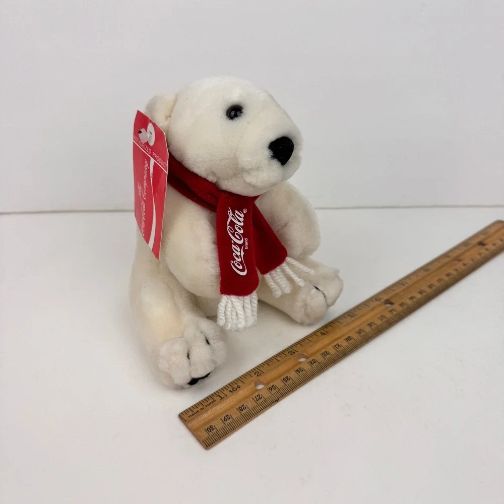 Vtg 1993 Dakin Coca Cola Coke Soda Mini Small Plush White Polar Bear w Red Scarf